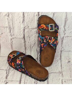 Inkkas Womens Sandals US 9 EU 40 LLuzon Floral Print Buckle Double Straps LNC